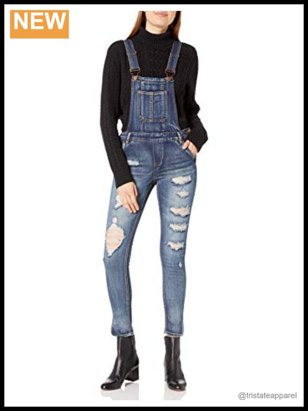 Women's Complete Destruction Overalls Cotton Spandex High Waist Skinny Fit
